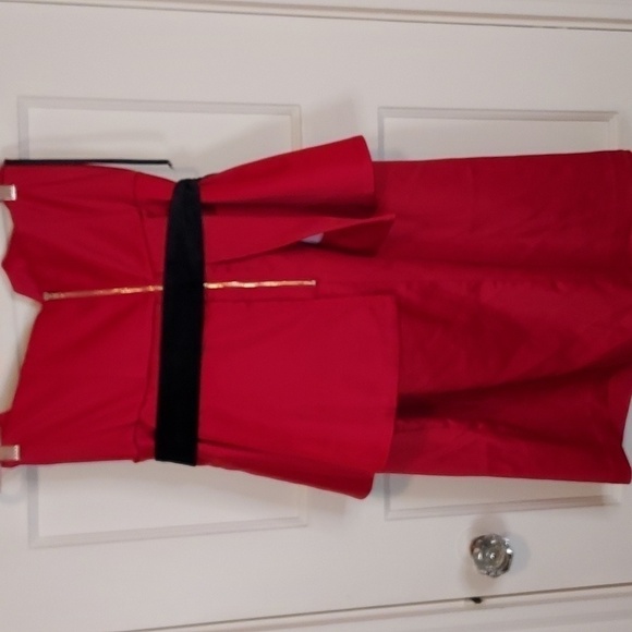 Eloquii Draped Bodice Peplum Dress in Red - Picture 12 of 12